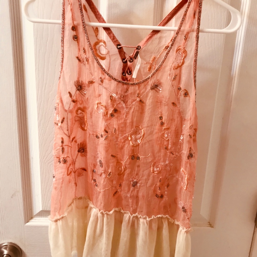Free people Tunic fairy Sequin mesh tie back ♨️💮